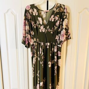 Kimono Sleeve Floral Maxi Dress